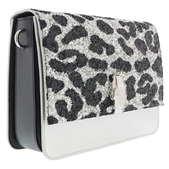 Class Roberto Cavalli Milano Rmx 00 Silver/Black Large Shoulder Bag
